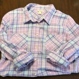 LL Bean Womens Plaid Flannel Shirt - size XL
